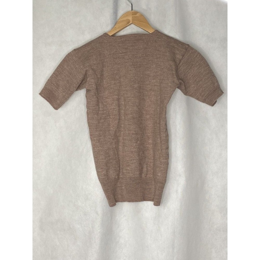 Brown Short-Sleeve Henley Sweater - Picture 2 of 8